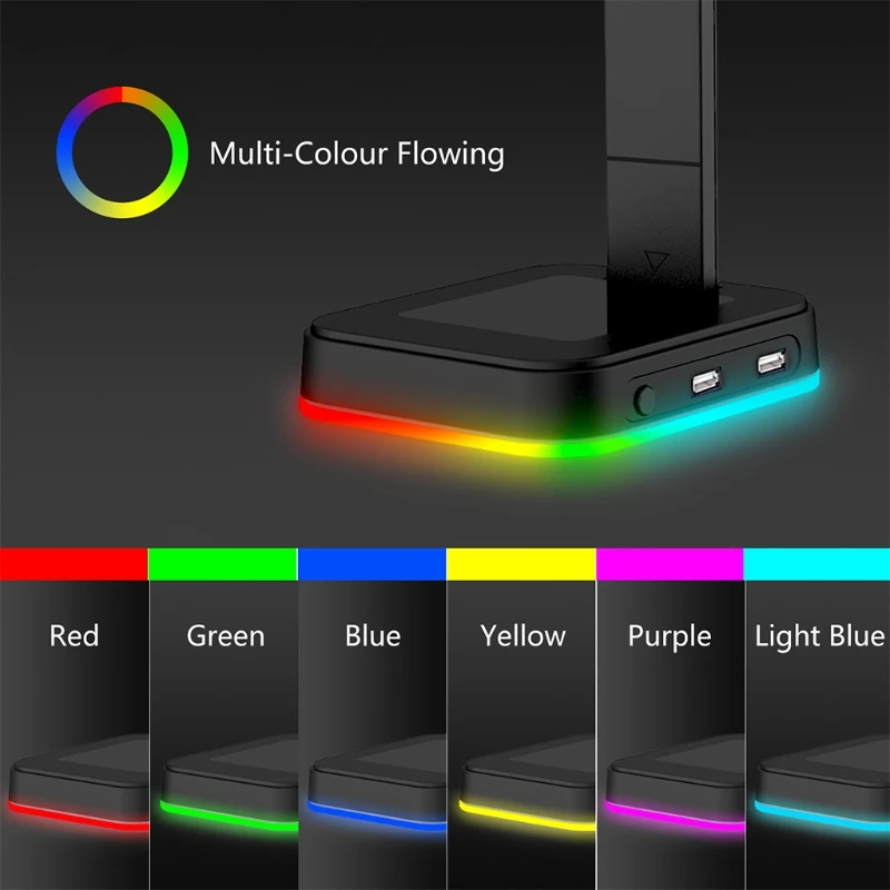 4 in1 RGB Gamer Headphone Holder Hook Hanger on the Desk Design Universal Base Great Gift for Boys Men Husbands | Электроника
