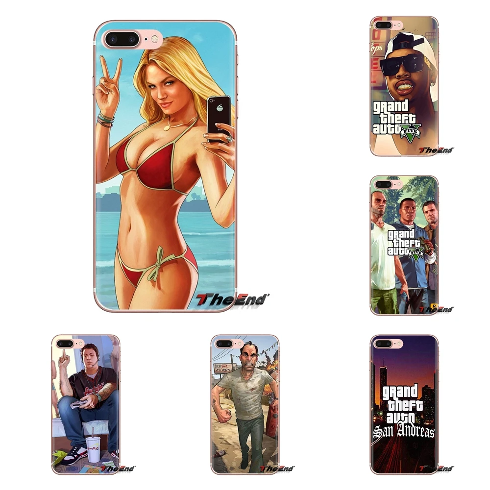 Прозрачный мягкий чехол накладка с GTA Grand Theft Auto 5 V для Samsung Galaxy S3 S4 S5 Mini S6 S7 Edge S8 S9 S10