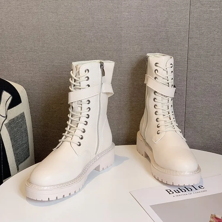 Женские повседневные Ботинки Martin простые однотонные высокие ботинки в стиле