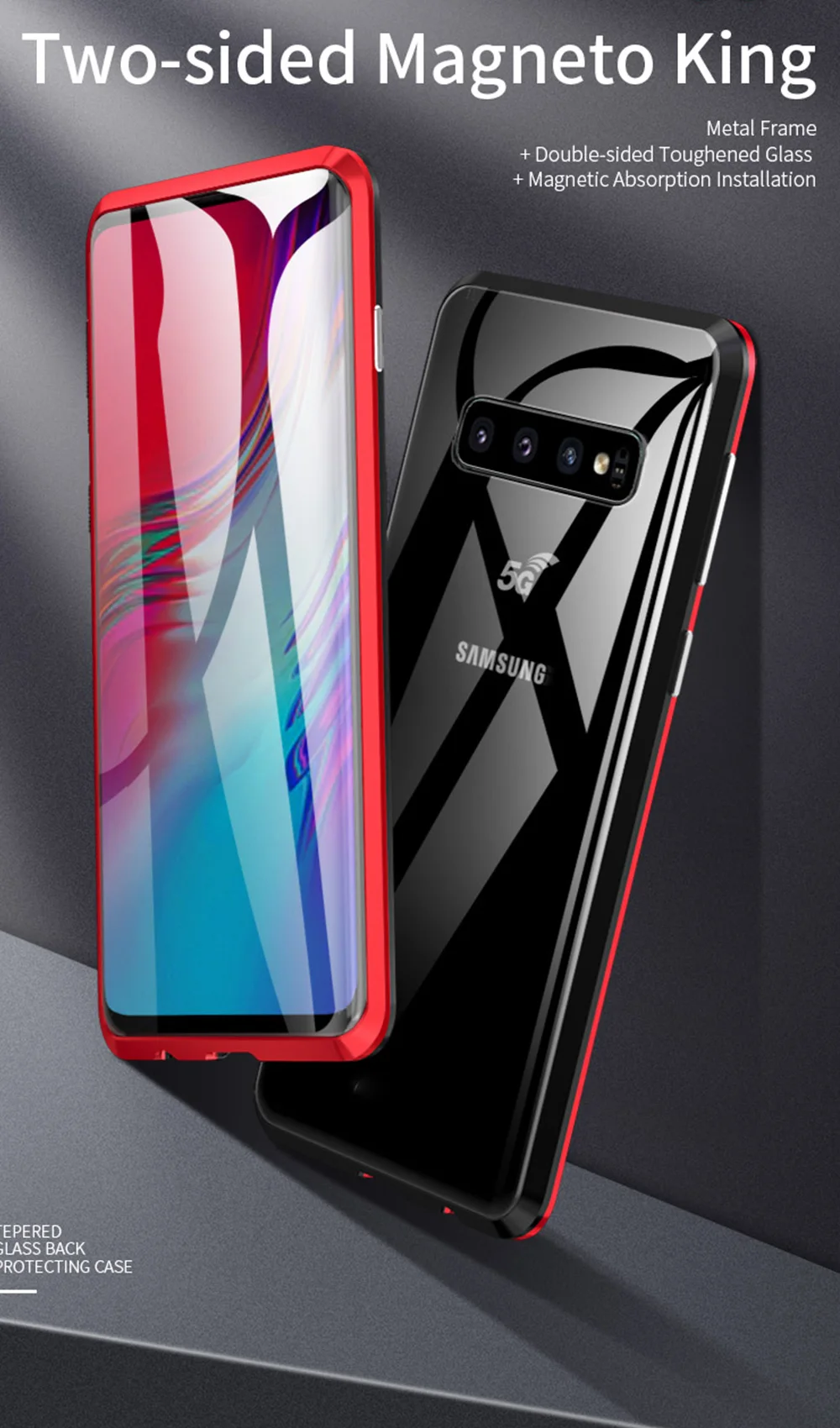 Магнитный чехол Luphie для samsung Galaxy S10 Plus, 5g, S10e, S9, S8, Note 9, 8, Полный Передний+ задний, 9 H, закаленное стекло, Магнитный чехол, чехол