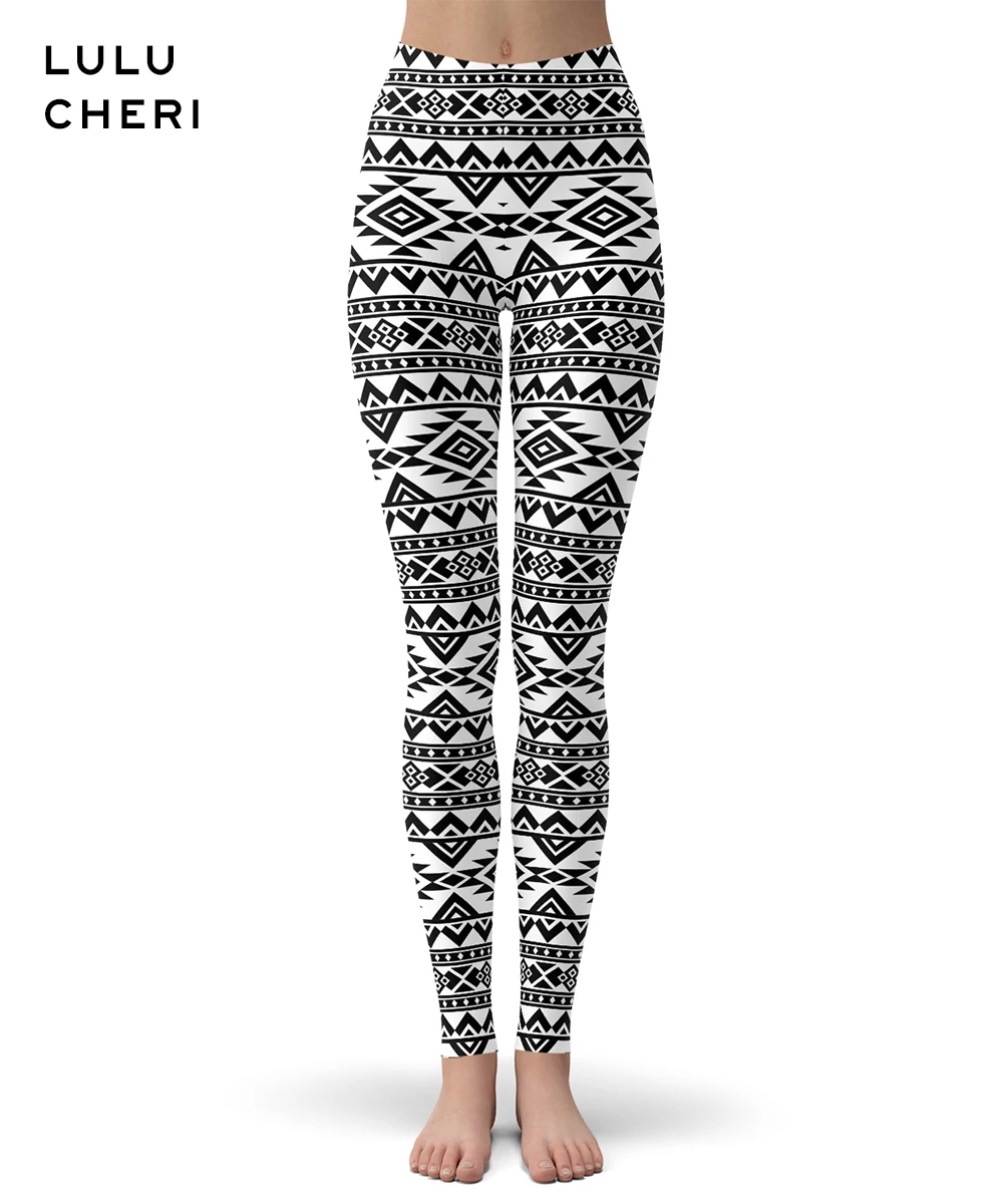 Aztec leggings Леггинсы с инди-фолк принтом для женщин и девушек, ацтекские этнические Мягкие штаны с начесом и бабочкой размера плюс, облегающие леггинсы с высокой талией для фитнеса - Цвет: Aztec leggings