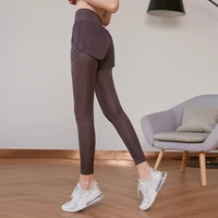 women fitness workout tights vansydical 2 in 1 mesh yoga pants femme high waist running leggings
