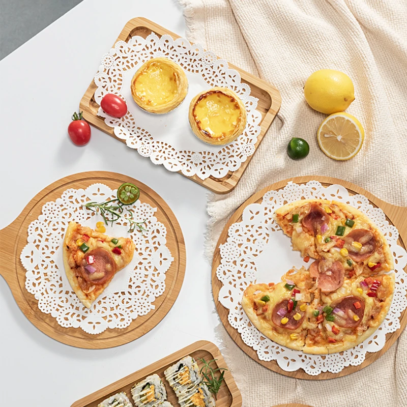 

Bamboo Wood Pizza Tray Home Baking Baking Pan Steak Plate Bread Cake Rectangular Plate Baking Tool