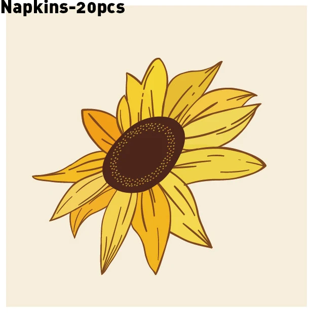 

Sunflower Theme Happy Birthday Party Disposable Tableware Sets Napkins for Party Decoration Baby Shower Kids Party Favors