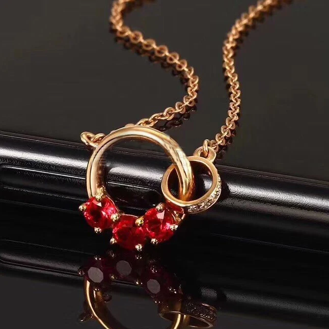 Подвеска из 18-каратного золота с рубином новый дизайн драгоценные камни