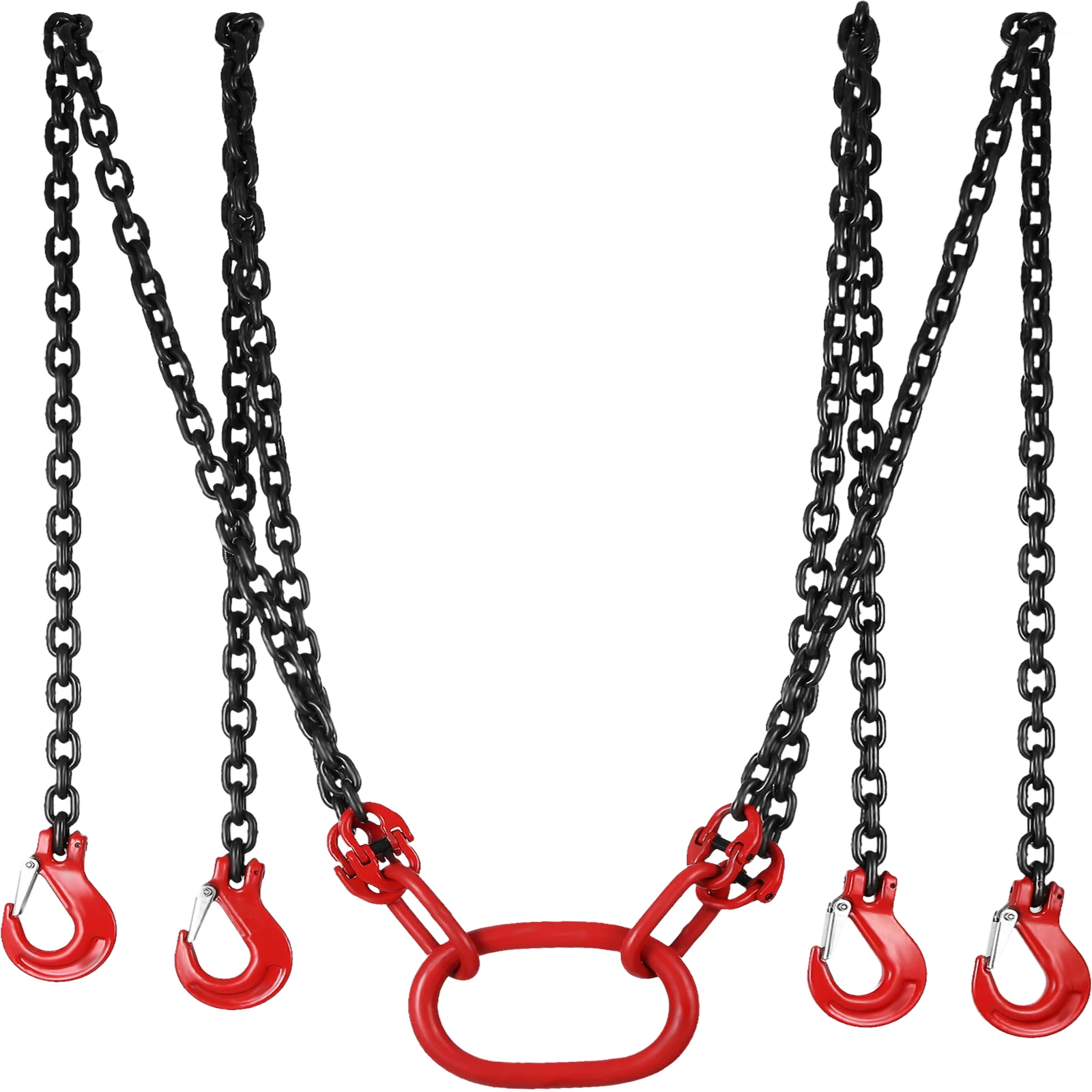 

VEVOR 1.5M 3M 4M X 5/16 Inch Lifting Chain Sling Lifts 5 Tonne Heavy Duty With 4 Legs Grade Hooks and Adjuster G80 Alloy Steel