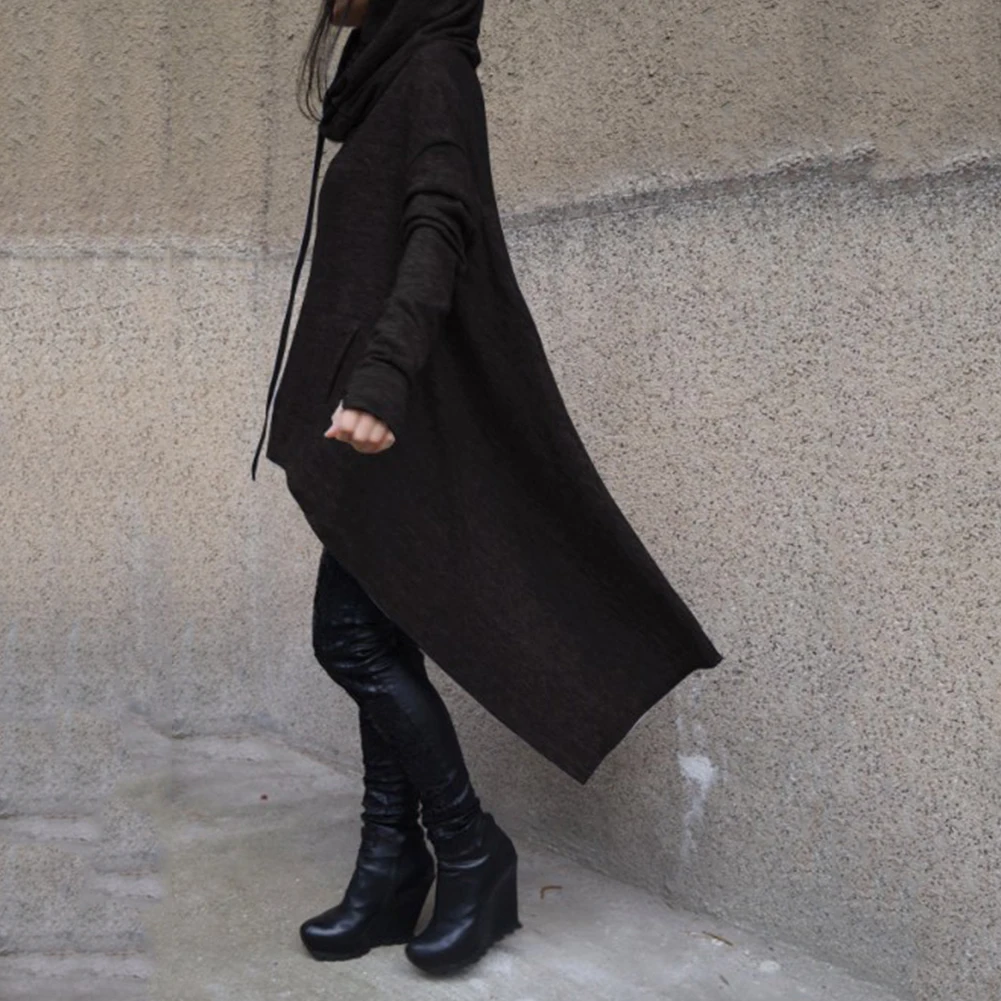 Повседневная Женская толстовка однотонное пончо с длинным рукавом Свободный