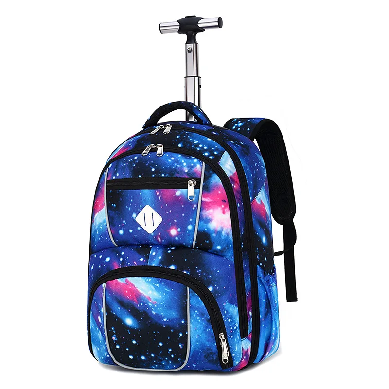 Фото Student trolley suitcase bag Shoulder travel backpack middle school students drag rod bag schoolboy 18 inch luggage trolley bag №1