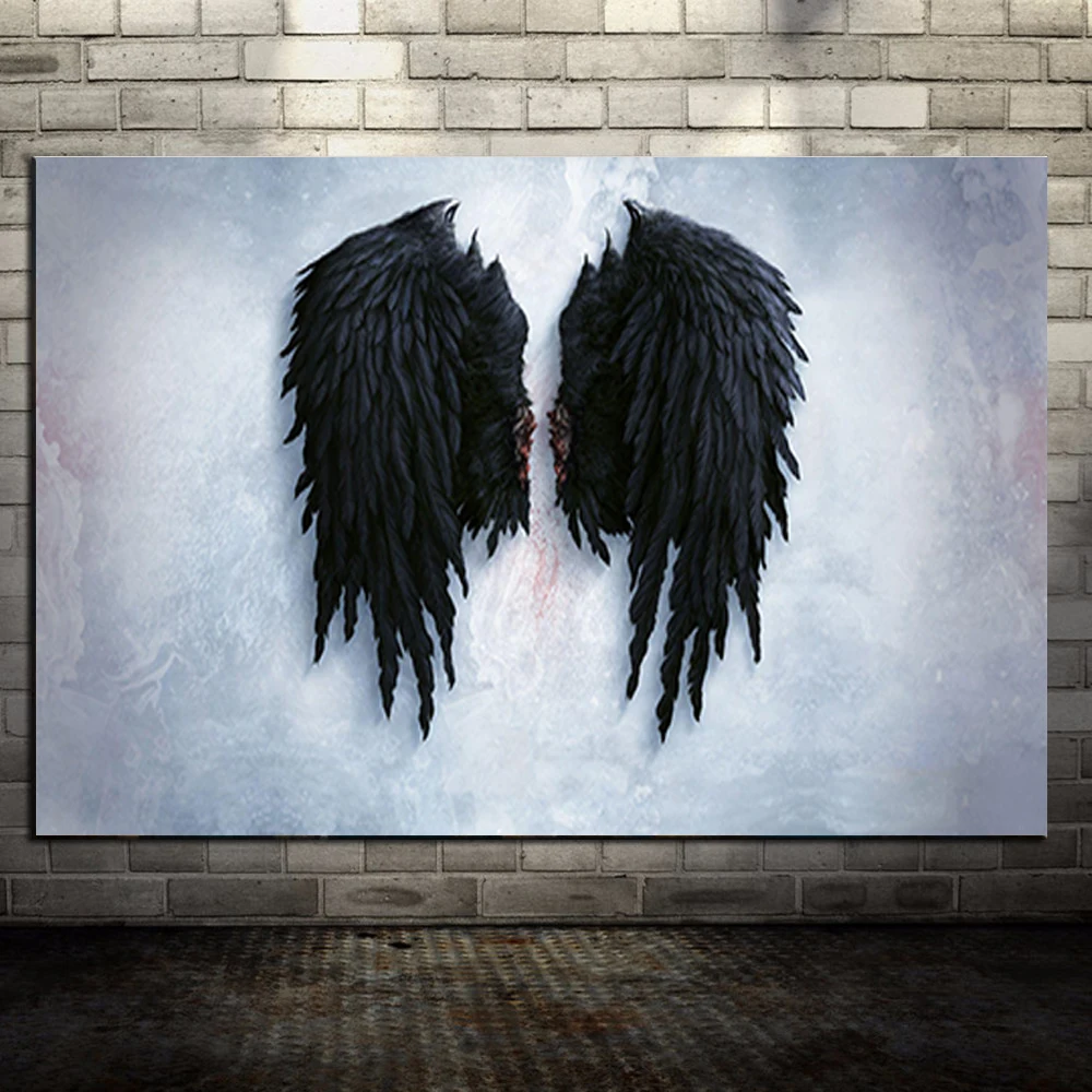 

Angel Wings Vintage Wall Posters And Prints Black And White Wall Art Canvas Painting Abstract Picture for Living Room Home Decor