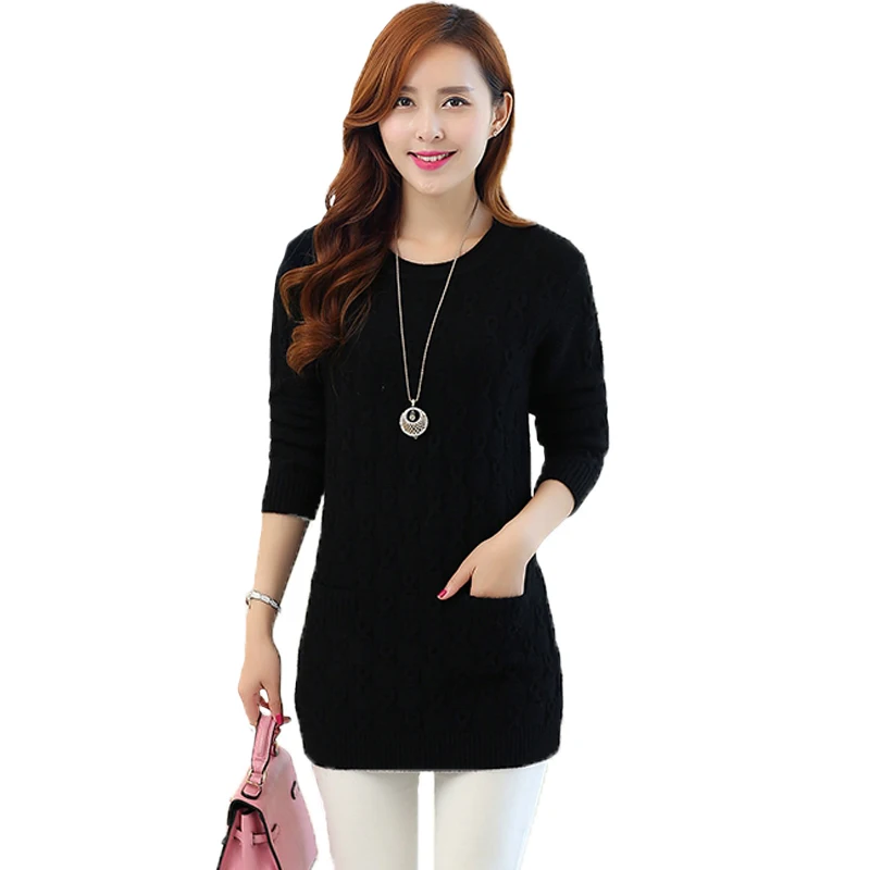 

2020 new round neck long sleeve loose large size long sweater sweater autumn pullover