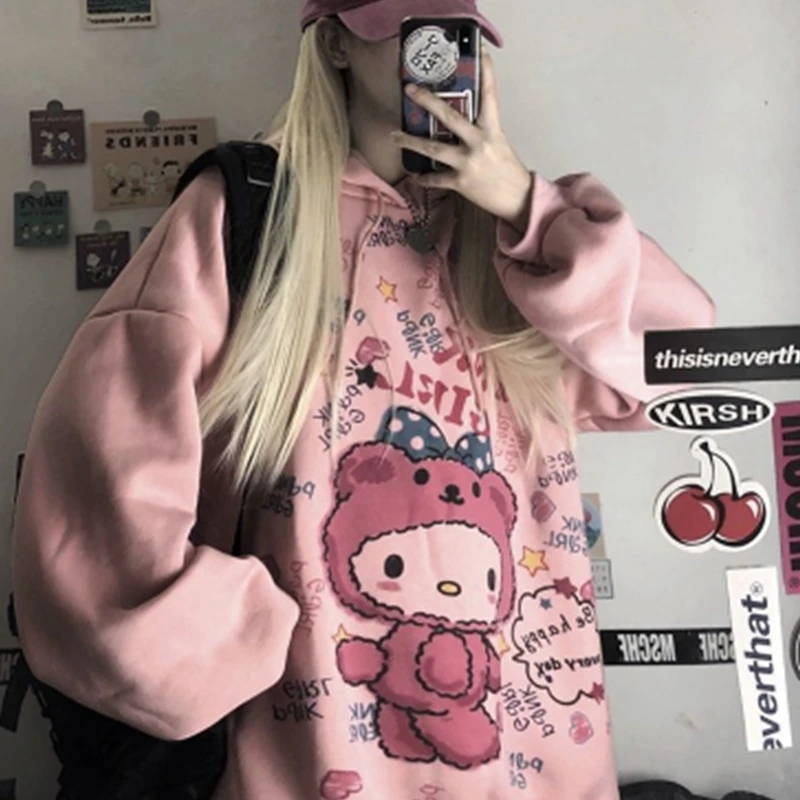 

Kawaii Anime Women Hoodie Cute Cartoon Long Sleeve Casual Hoodie Warm Sweatshirt Harajuku Tops Fashion Pullover