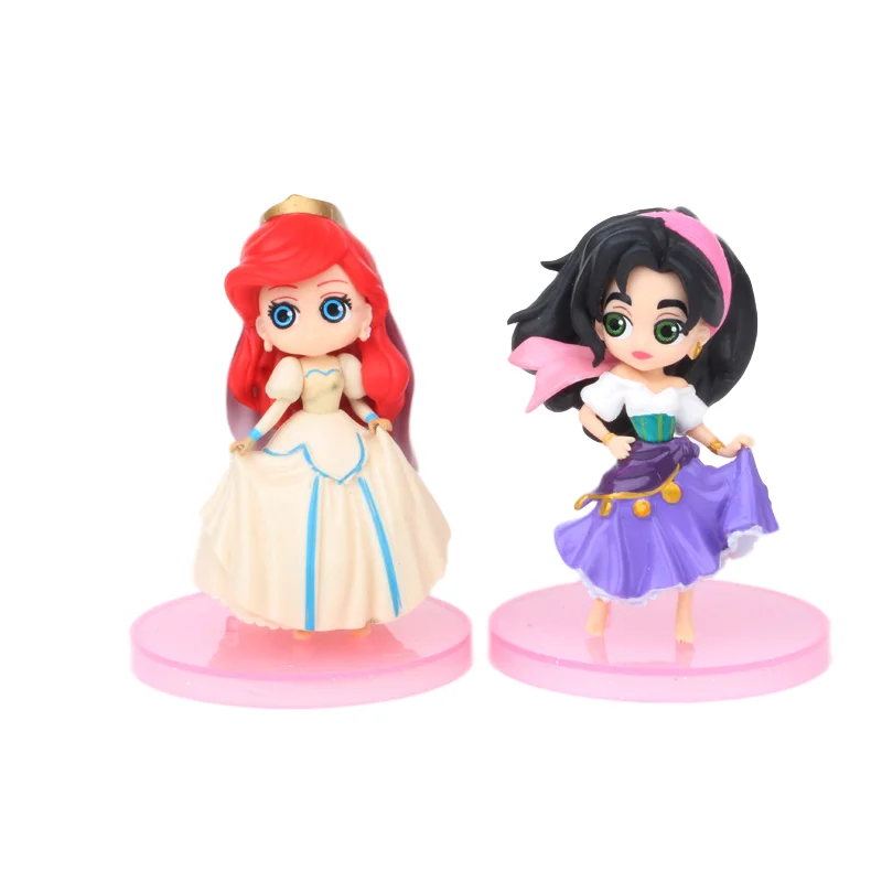 

8pcs/set Disney Princess Wedding Edition Princess Pink Base Hand Doll Sophia Mermaid Snow White Children's Doll Toys