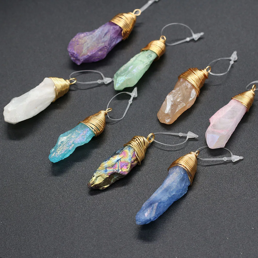 

Natural Stone Pendant Irregular Crystal Quartzs Charm for Jewelry DIY Bracelet Earrings Necklace Accessories Size 15x50-20x55mm