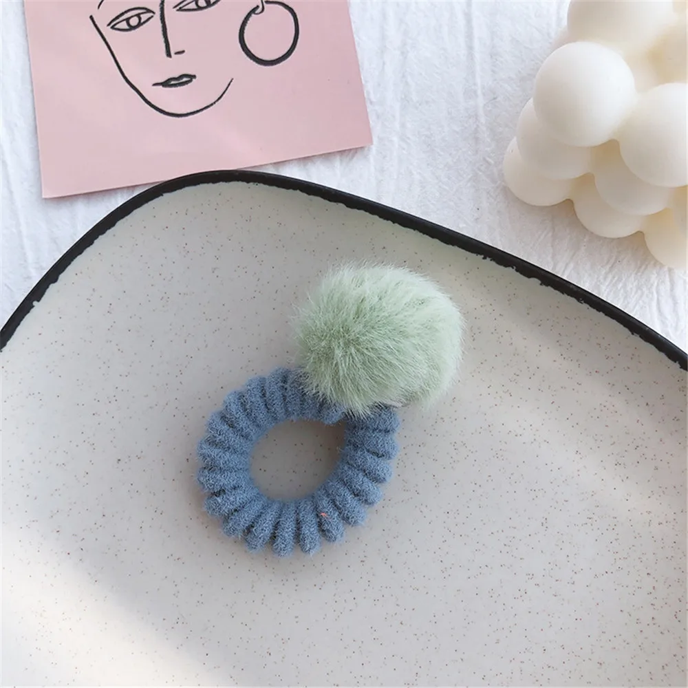 

Winter Imitation Rabbit Fur Ball Hair Rope Cute Candy Color Plush Hair Ring Elastic Seamless Rubber Hair Bands Hair Accessories