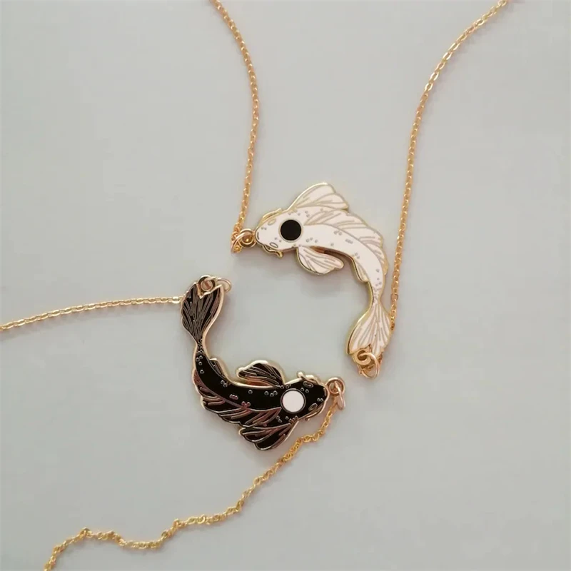 

Creative Tai Chi Yin Yang Koi Fish Carp Fish Necklace Matching Lucky Pendant Couple Necklace Men Women Party Engagement Jewelry