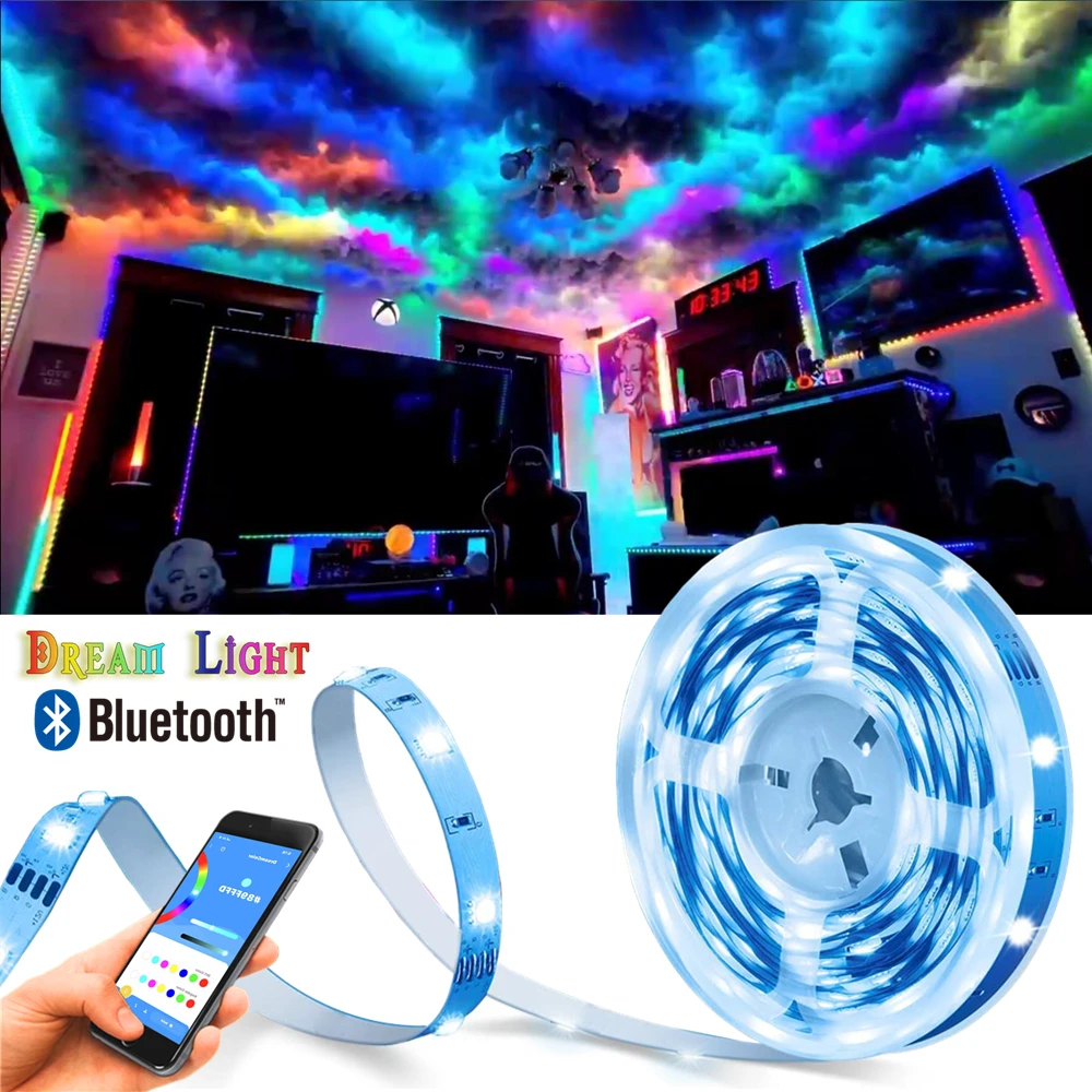 

Светодиодная лента RGBIC, люминесцентный светильник с Bluetooth для рождественской гостиной, декоративная Гибкая лампа WS2812B Diod