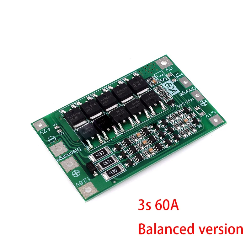 Защитная плата 3S/4S 40A/60A 18650 BMS для зарядки литий ионных батарей двигателя