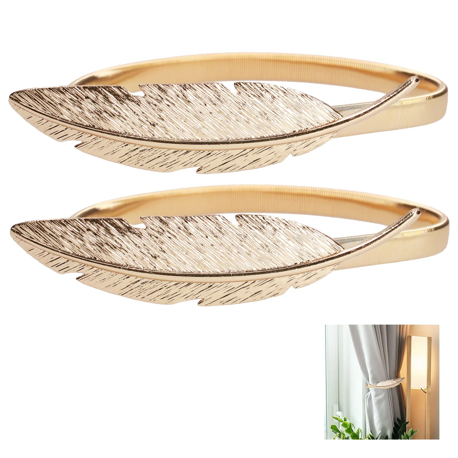 

2 шт., металлические застежки для штор, в форме пера