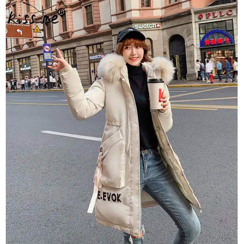 Winter Thermal Outdoor Coat Loose Camping Hiking Down Jacket With Siamese Cap Women Long Windproof Hooded Solid | Спорт и