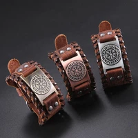 skyrim vintage viking compass genuine leather bracelet for man nordic runes odin symbol wrap bangle jewelry accessories gift