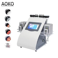 aoko 2021 new 6 in 1 ultrasonic 40k cavitation vacuum fat loss body shaping machine remove wrinkle rf beauty device home use