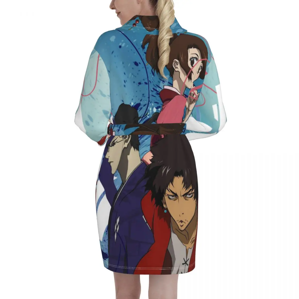 

Samurai Champloo Anime Pajamas Couple Mens Flannel Sleepwear Women Home Service Suits Autumn and Winter Nightgown