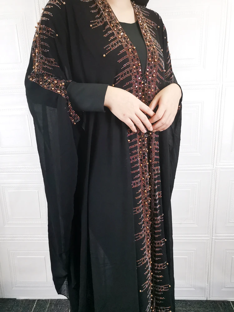 Мусульманское черное платье-абайя шифоновые Абайи для женщин одежда Дубая 2021