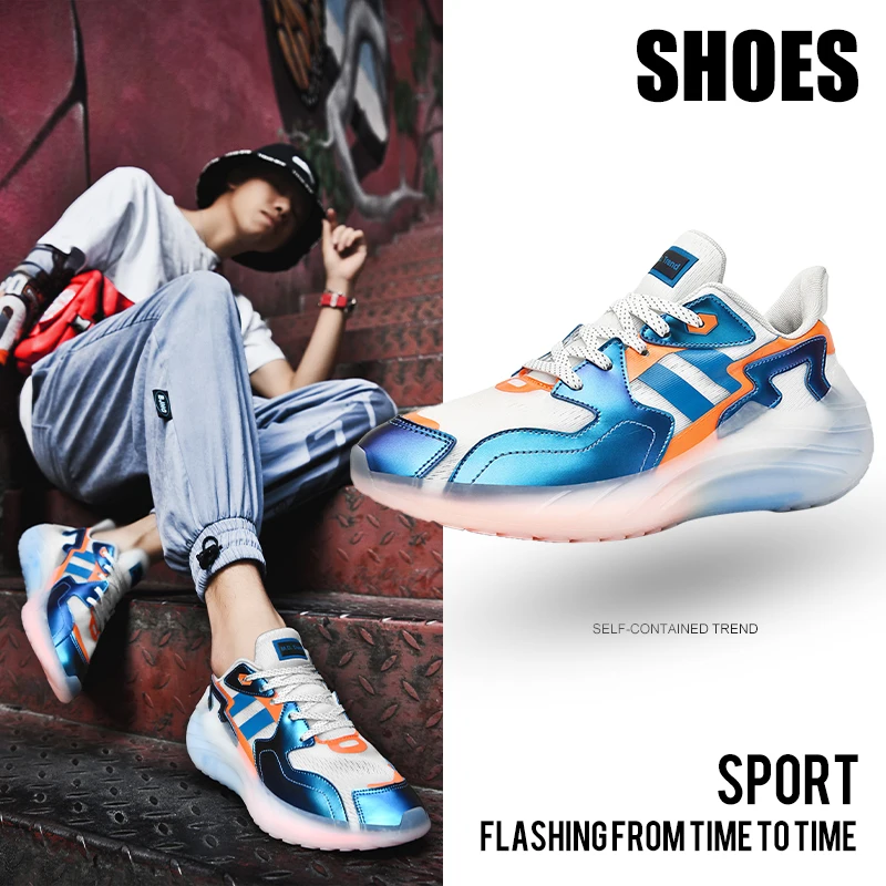 

Светящиеся в темноте повседневные туфли Fangle, увеличивающие рост, модные светильник кие дышащие мужские кроссовки Yeezy Boost для бега