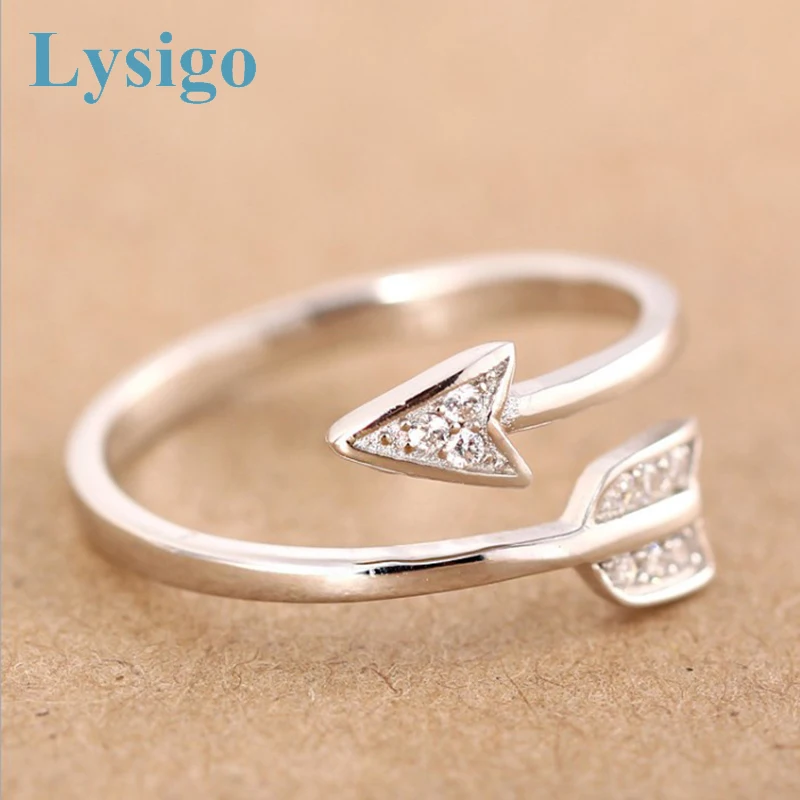 Lysigo 2019 Мода 925 пробы Серебристая стрела Кристалл Кольца для женщин регулируемое