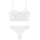 Сексуальный женский бюстгальтер, сетчатый кружевной прозрачный соблазнительный Тонкий Топ, трусики-танга, комплект нижнего белья, базовый топ с получашкой и маленькой лямкой