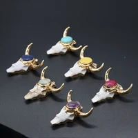 natural stone pendant cow head shape exquisite charm for jewelry making diy necklace earrings accessories handiwork craft