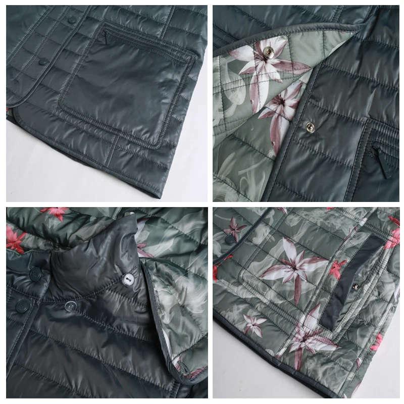 MODERN NEW SAGA Autumn Jacket Women Reversible Jacket Thin Cotton Padded Jacket Hooded Spring Women Coat Puffer Jacket Woman