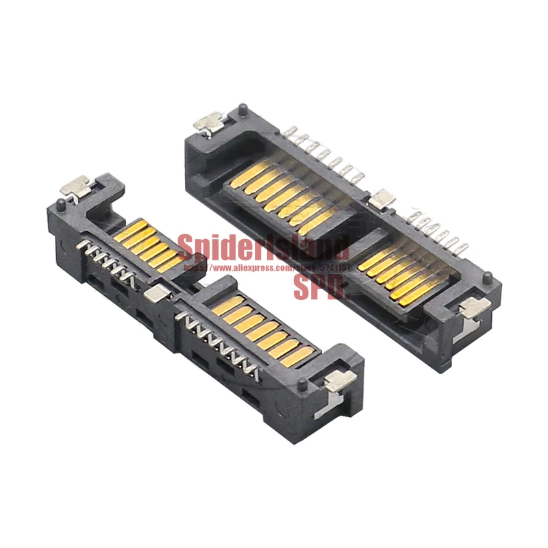 Bestellen 500 Stücke/1000 Stücke SATA 7P + 15PIN Männlichen Typ A SMT Mit Konvexen Kunststoff Säule Fuß SATA 22P Buchse Stecker Für Schweiß Motherboard