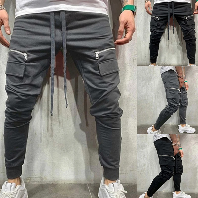 

2021 Spring and Autumn Fashion Casual Men's Solid Color Multi-pocket Slim Hip Hop Fitness Jogger Men's Pants