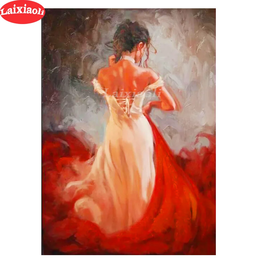 

DIY Diamond Painting red dress woman diamond Embroidery 5d mosaic Diamond needlework cross stitch Sexy girl back hobby decor art