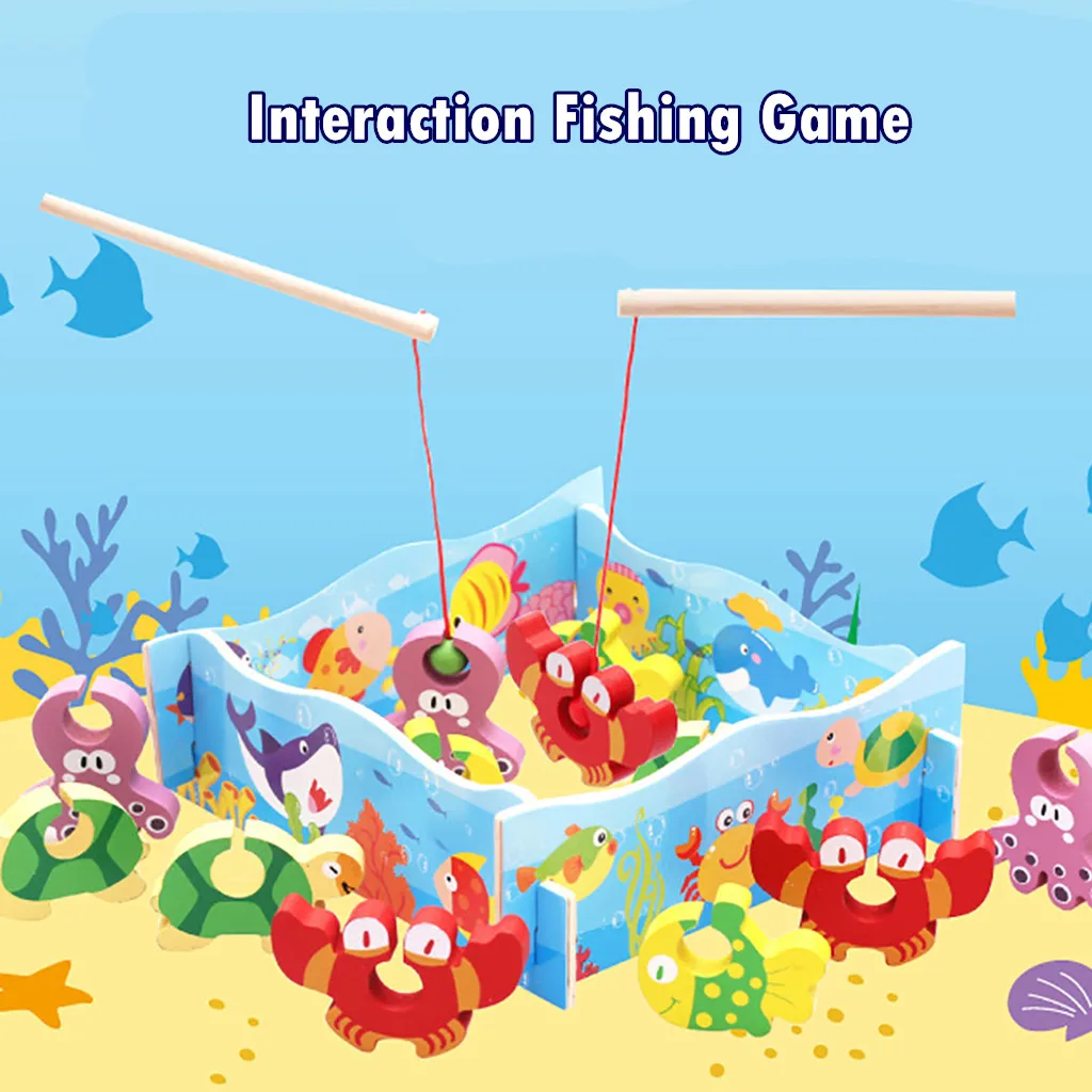 12 шт. деревянный набор для поделок игрушка рыбалки обучающая в виде рыбы подарок