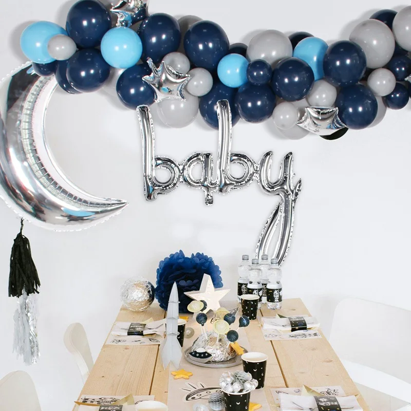 

111pcs Balloon Arch Garland Kit Navy Blue White Silver Confetti Latex Balloons DIY Balloon Arch for Wedding Birthday Baby Shower