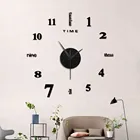 Бескаркасные настенные часы DIY, 3D зеркальная поверхность, наклейка, домашний офисный декор, 12-часовой дисплей, настенные часы с меткой времени 50x50 см
