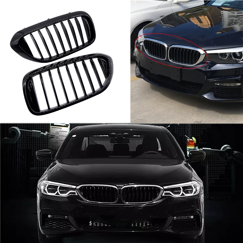 1 пара Передняя ножная решетка для BMW New 5 Series G30 G38 2018 2019 глянцевый черный передний
