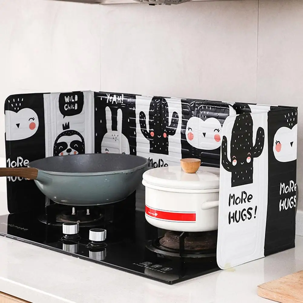 

New Home Kitchen Stove Foil Plate Prevent Oil Splash Cooking Hot Baffle Foldable Kitchen Tool Aluminum Foil Oil Splash Guard