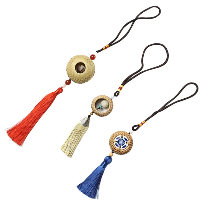 Подвеска из бамбука и ротанга с плетеной кисточкой креативный китайский кулон
