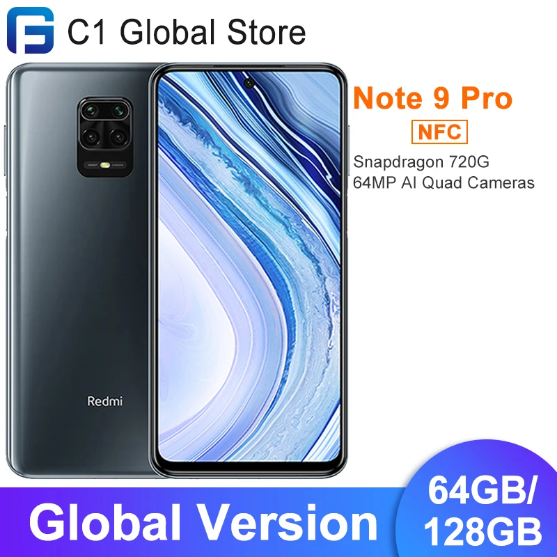 Глобальная версия Xiaomi Redmi Note 9 pro 6 ГБ 64 Гб/128 Гб Смартфон Snapdragon 720 Octa Core NFC 64MP AI Quad