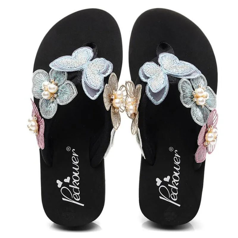 

Summer Slippers Women Casual Massage Durable Flip Flops Beach Sandals Female Wedge Shoes Striped Lady Room Slippers