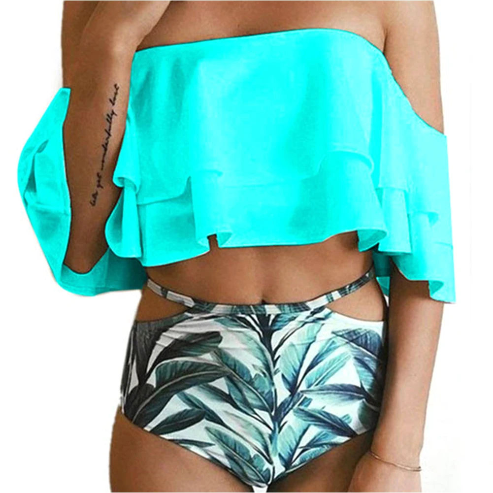 Женский цветочный принт тонкий купальный летний комплект бикини для путешествий