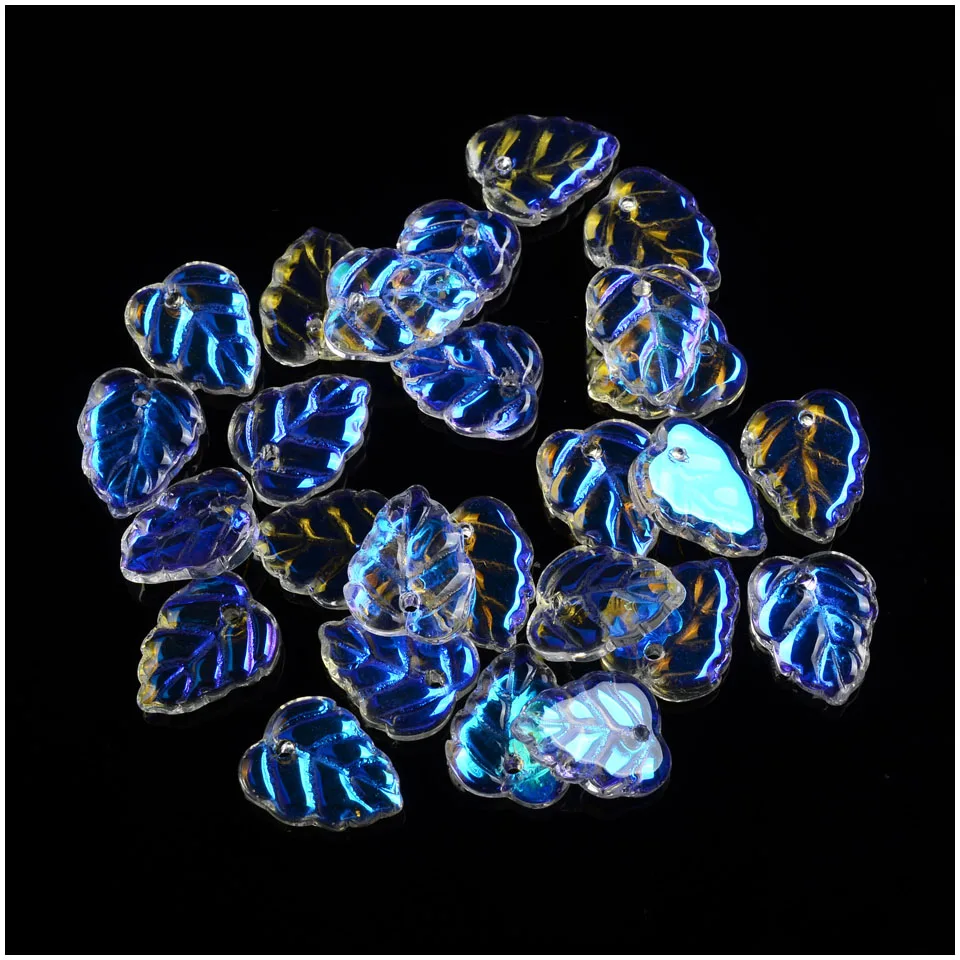 25 шт. стеклянные бусины из Чешской глазури в форме листьев|Бусины| |