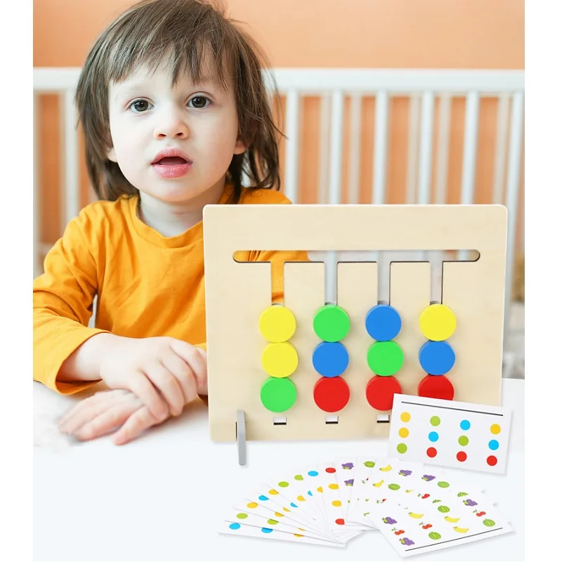 Монтессори логическая деревянная игрушка цвета фрукты двусторонняя игра