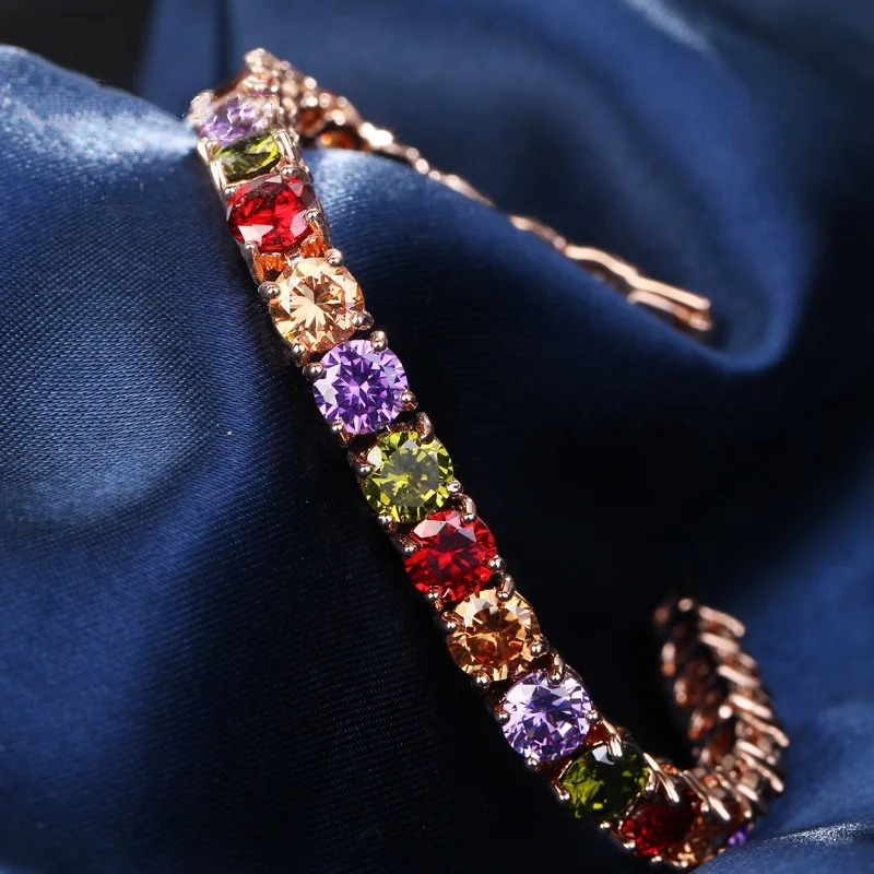 Ekopdee Новые классические разноцветный циркониевый браслет для женщин Изысканный