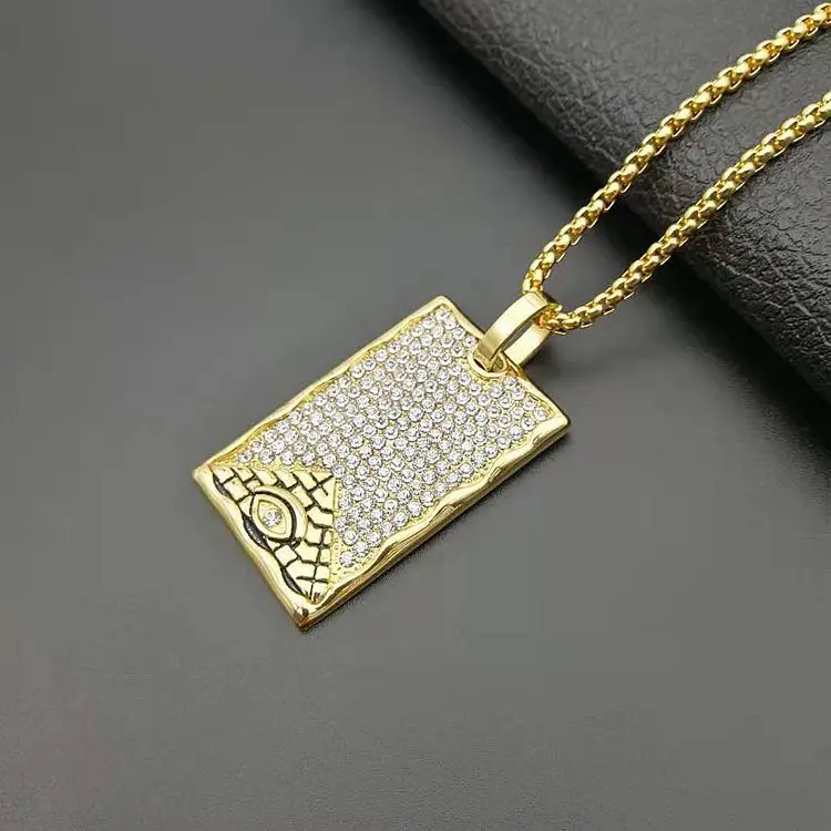 Egyptian Akhnaton Pharaoh Pendant Necklace with rhinestone In Stainless Steel eye Jewelry Charm Tutankhamun Hip Hop Jewellery | Украшения и