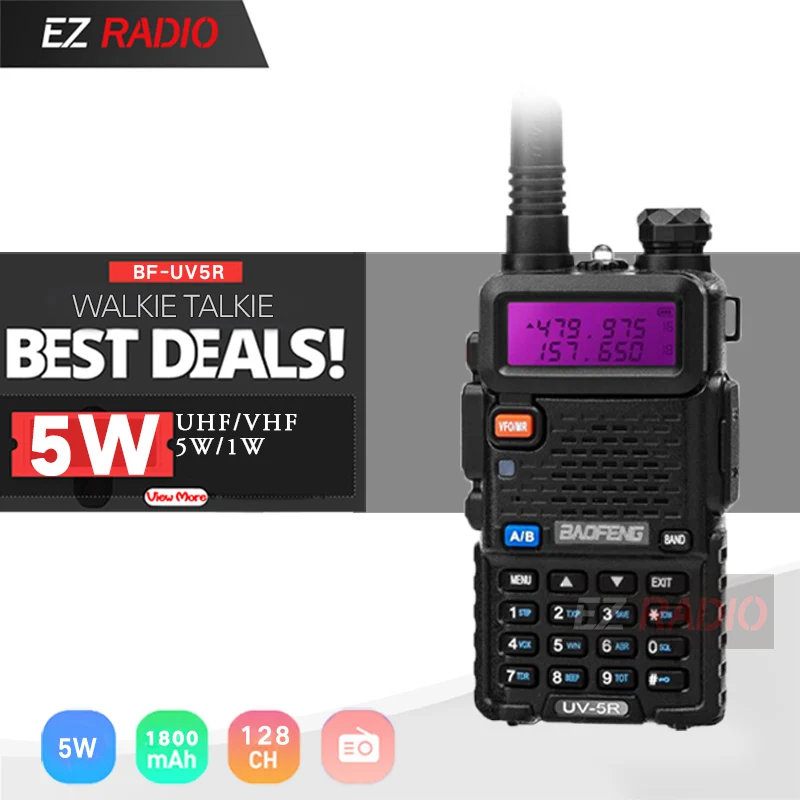 Обновления 8 Вт Baofeng UV-5R с 3800 мАч двухканальные рации КМ Tri power Dual Band Baofeng UV5R Ham Радио км UHF VHF Ham двухстороннее - Цвет: 5W 1800mAh
