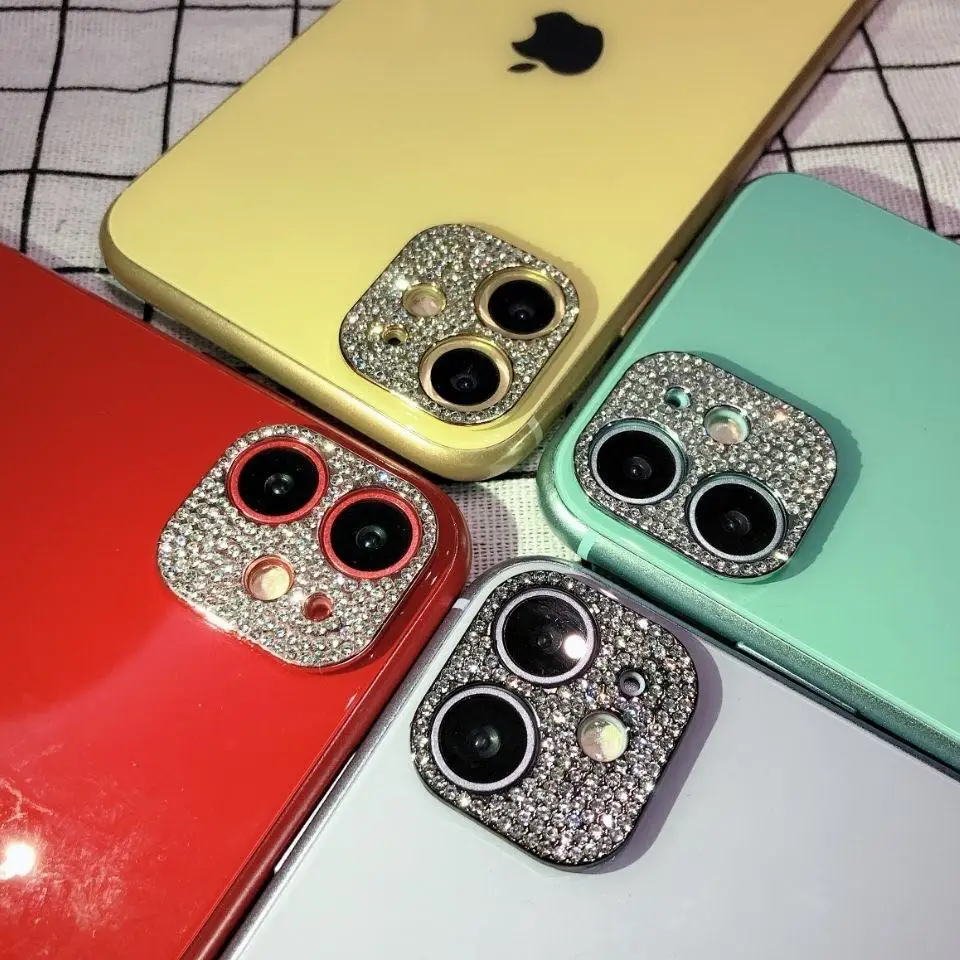 Защитная пленка для объектива камеры со стразами iPhone 11 Pro Max 3D с кристаллами и